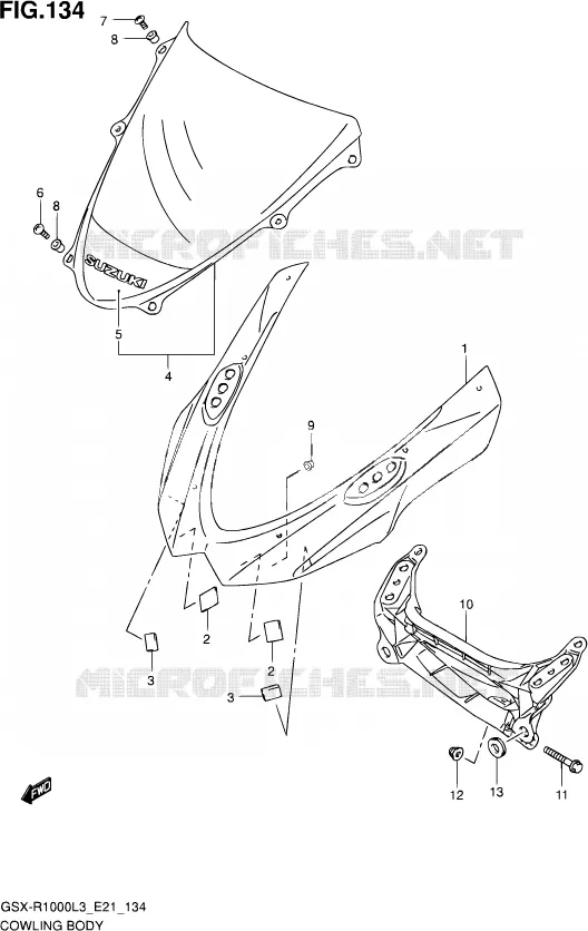 CARENAGES - ETIQUETTES (GSX-R1000L3 E21) Suzuki MOTO 1000 GSX-R 2013  GSX-R1000ZUF L3 (E21)