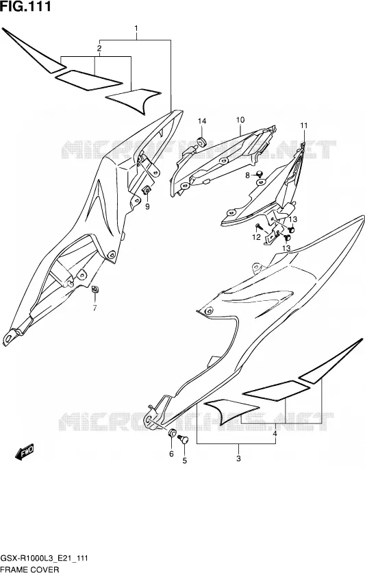CARENAGES ARRIERE (GSX-R1000ZUFL3 E21) Suzuki MOTO 1000 GSX-R 2013  GSX-R1000ZUF L3 (E21)
