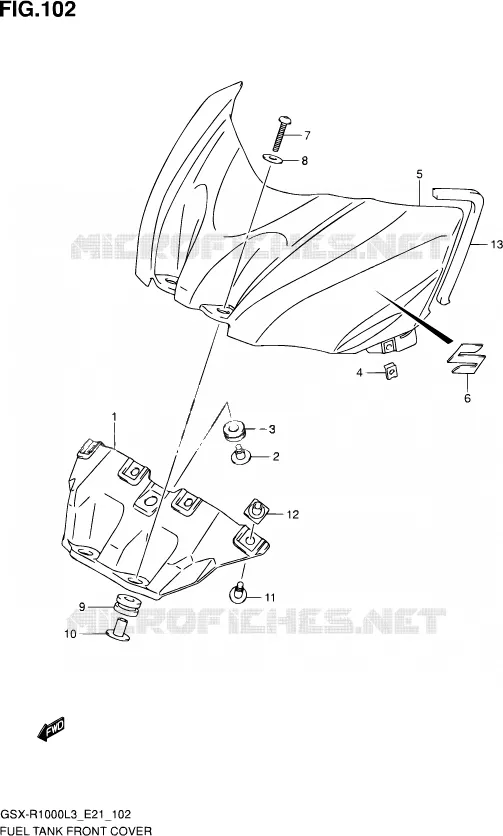 COUVRE RESERVOIR (GSX-R1000UFL3 E21) Suzuki MOTO 1000 GSX-R 2013  GSX-R1000ZUF L3 (E21)