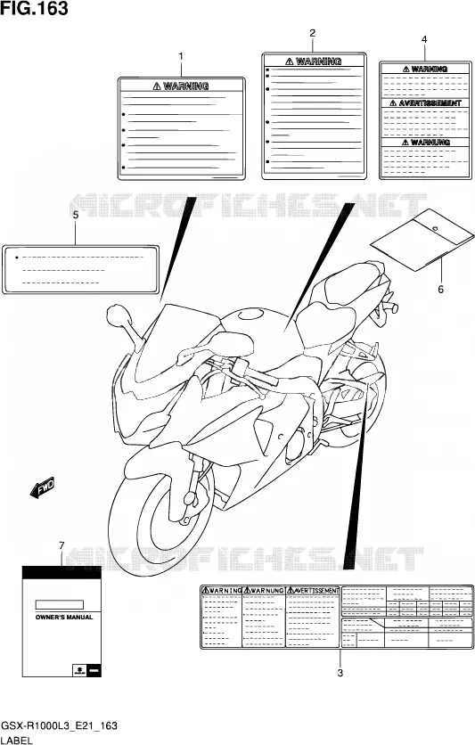 ETIQUETTE (GSX-R1000ZL3 E24) Suzuki MOTO 1000 GSX-R 2013  GSX-R1000ZUF L3 (E21)