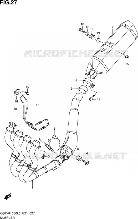 SILENCIEUX (GSX-R1000UFL3 E21) Suzuki MOTO 1000 GSX-R 2013  GSX-R1000ZUF L3 (E21)