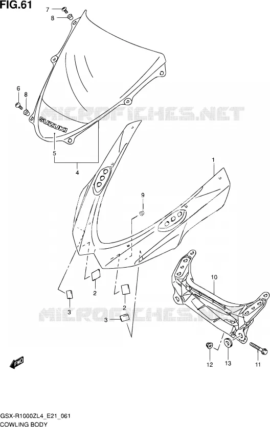 CARENAGES - ETIQUETTES Suzuki MOTO 1000 GSX-R 2014  GSX-R1000ZUF L4 (E21)