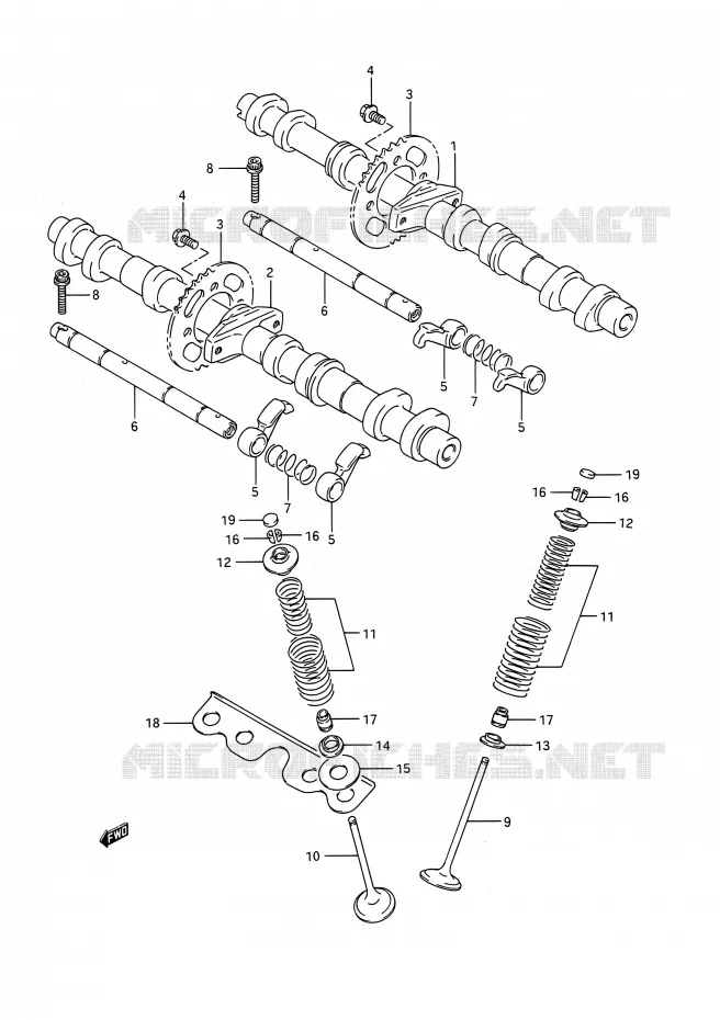 ARBRE A CAMES - VALVE Suzuki MOTO 1100 GSX-R 1992  GSX-R1100 M (E03,E28,E33)