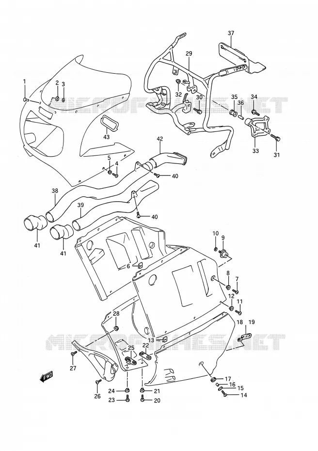 CARENAGES ET SUPPORTS AVANT Suzuki MOTO 1100 GSX-R 1992  GSX-R1100 M (E03,E28,E33)