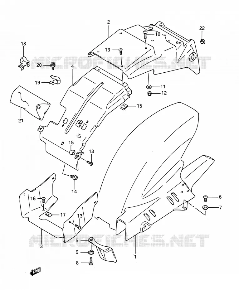 GARDE BOUE ARRIERE Suzuki MOTO 1100 GSX-R 1992  GSX-R1100 M (E03,E28,E33)