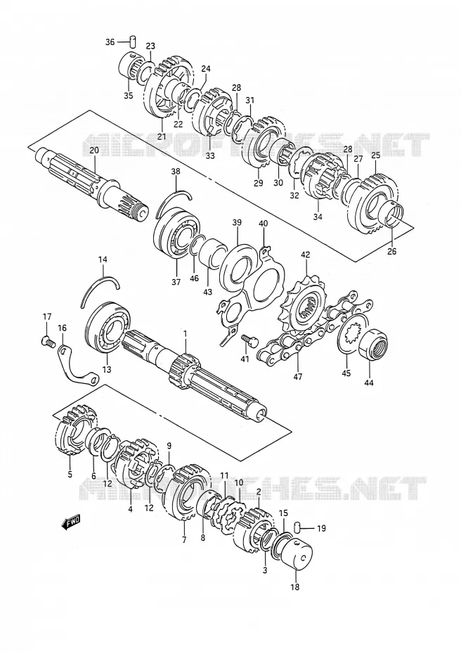 TRANSMISSION Suzuki MOTO 1100 GSX-R 1992  GSX-R1100 M (E03,E28,E33)