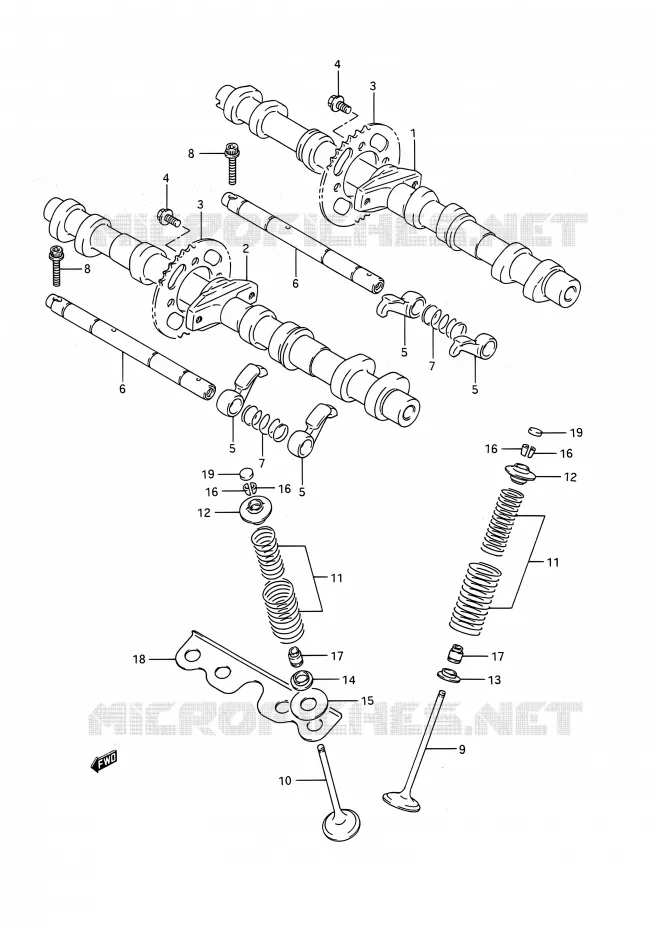 ARBRE A CAMES - VALVE Suzuki MOTO 1100 GSX-R 1992  GSX-R1100 N (E03,E28,E33)