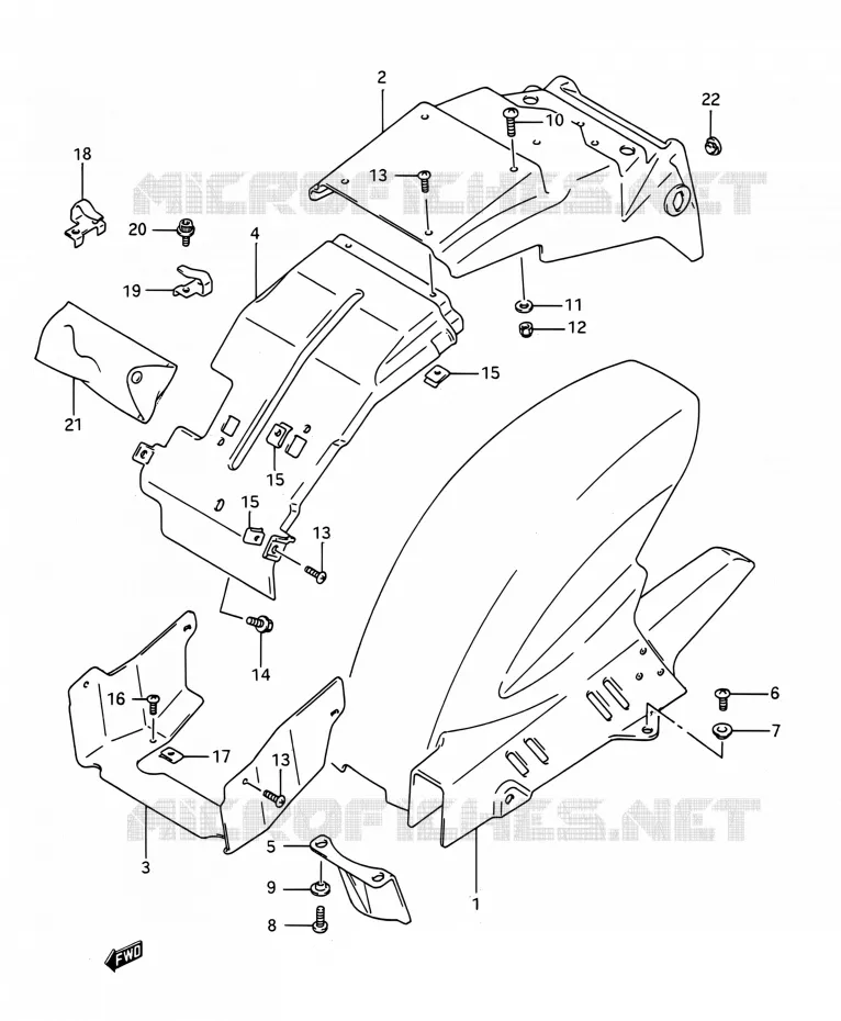 GARDE BOUE ARRIERE Suzuki MOTO 1100 GSX-R 1992  GSX-R1100 N (E03,E28,E33)