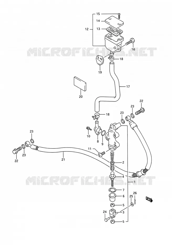 MAITRE CYLINDRE ARRIERE Suzuki MOTO 1100 GSX-R 1992  GSX-R1100 N (E03,E28,E33)