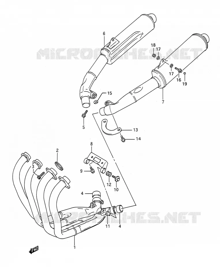 SILENCIEUX Suzuki MOTO 1100 GSX-R 1992  GSX-R1100 N (E03,E28,E33)