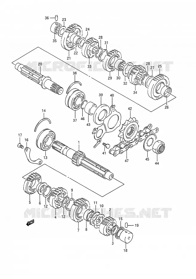 TRANSMISSION Suzuki MOTO 1100 GSX-R 1992  GSX-R1100 N (E03,E28,E33)