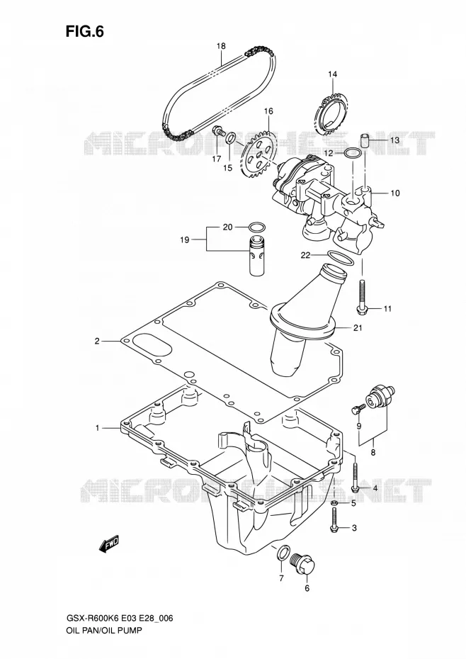 CARTER INFERIEUR - POMPE A HUILE Suzuki MOTO 600 GSX-R 2006  GSX-R600 K6 (E03,E28,E33)