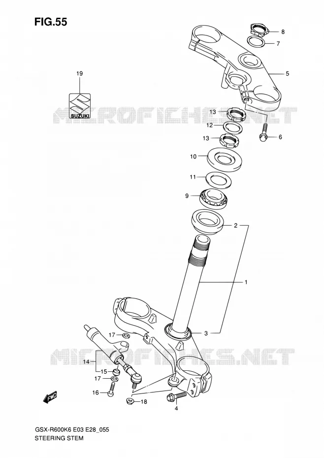 COLONNE DE DIRECTION Suzuki MOTO 600 GSX-R 2006  GSX-R600 K6 (E03,E28,E33)