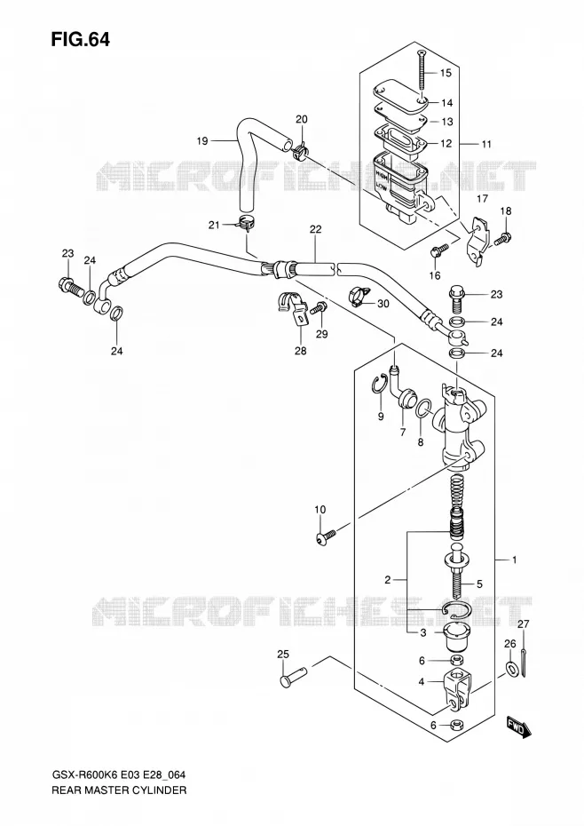 MAITRE CYLINDRE ARRIERE Suzuki MOTO 600 GSX-R 2006  GSX-R600 K6 (E03,E28,E33)
