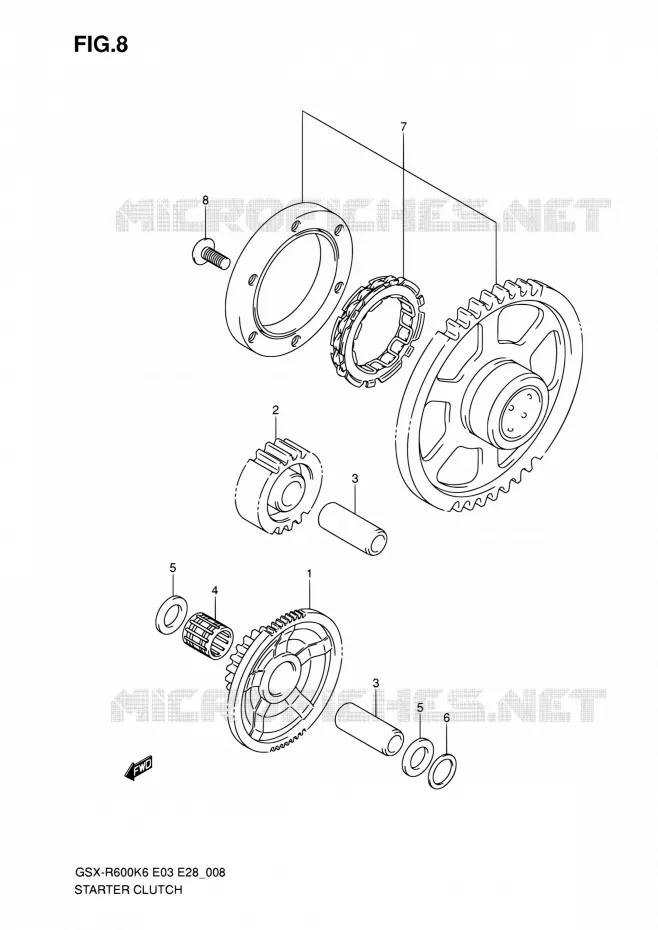 ROUE LIBRE DE DEMARREUR Suzuki MOTO 600 GSX-R 2006  GSX-R600 K6 (E03,E28,E33)