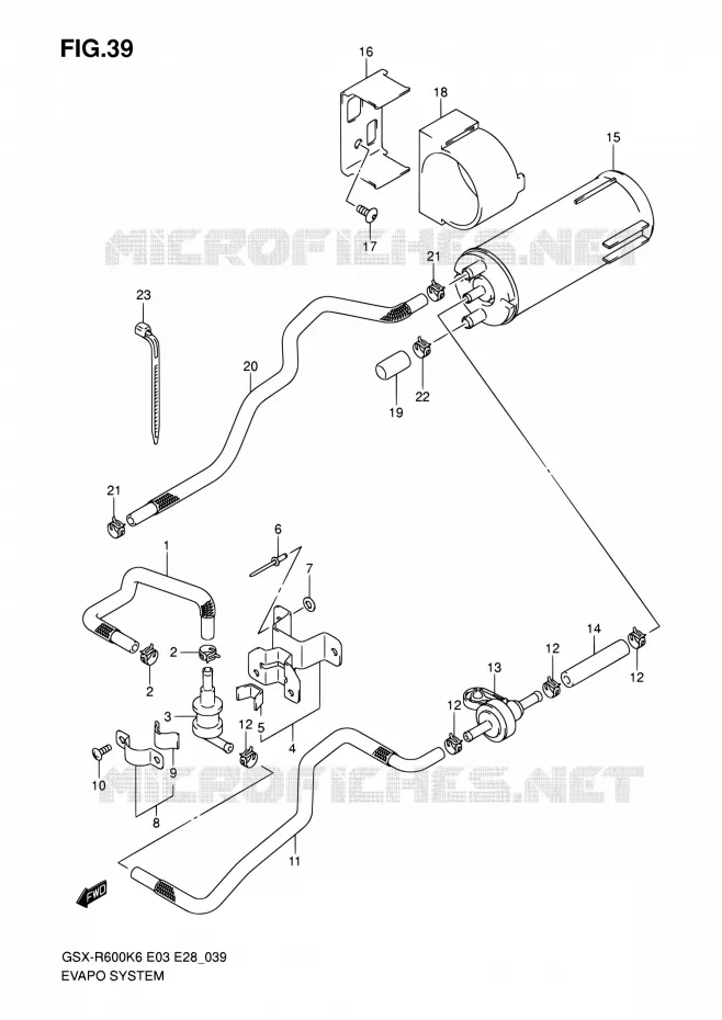 SYSTEME DE RECYCLAGE DES VAPEURS DE CARBURANT (E33) Suzuki MOTO 600 GSX-R 2006  GSX-R600 K6 (E03,E28,E33)