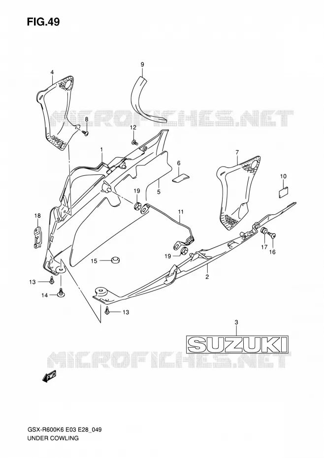 CARENAGES INFERIEUR (FLANCS) Suzuki MOTO 600 GSX-R 2007  GSX-R600 K7 (E03,E28,E33)