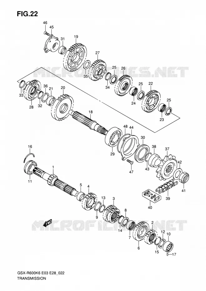 TRANSMISSION Suzuki MOTO 600 GSX-R 2007  GSX-R600 K7 (E03,E28,E33)