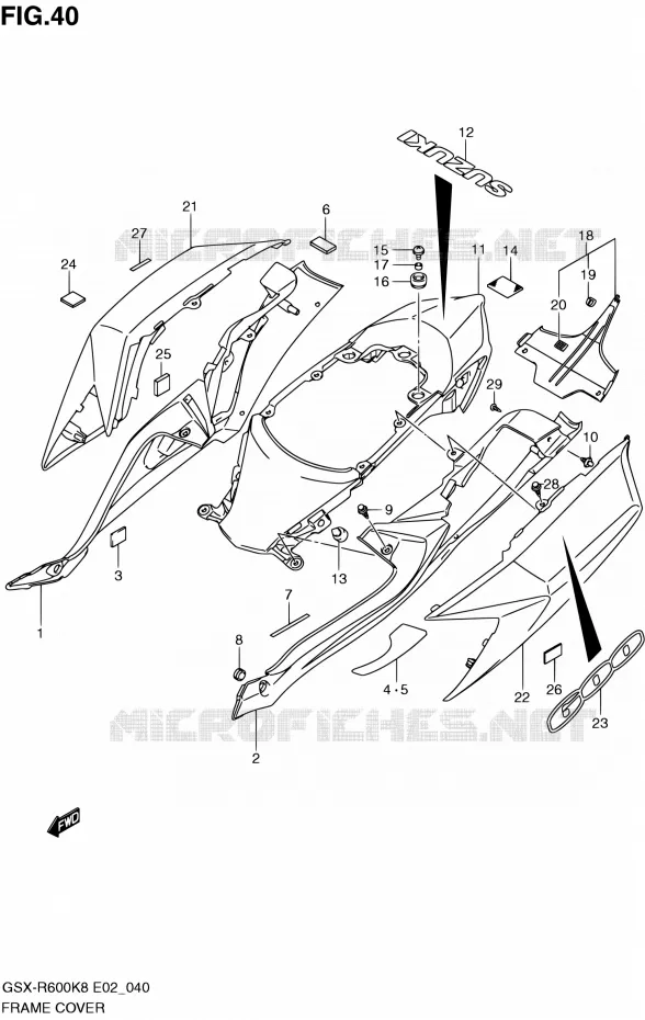 CARENAGES ARRIERE (MODEL K8) Suzuki MOTO 600 GSX-R 2008  GSX-R600 K8 (E02,E19,E24)