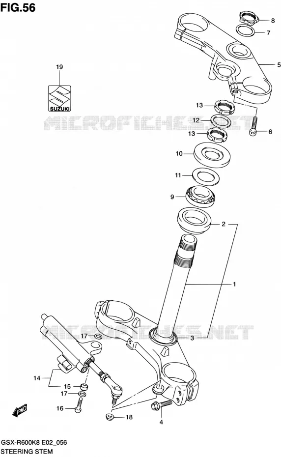 COLONNE DE DIRECTION Suzuki MOTO 600 GSX-R 2008  GSX-R600 K8 (E02,E19,E24)