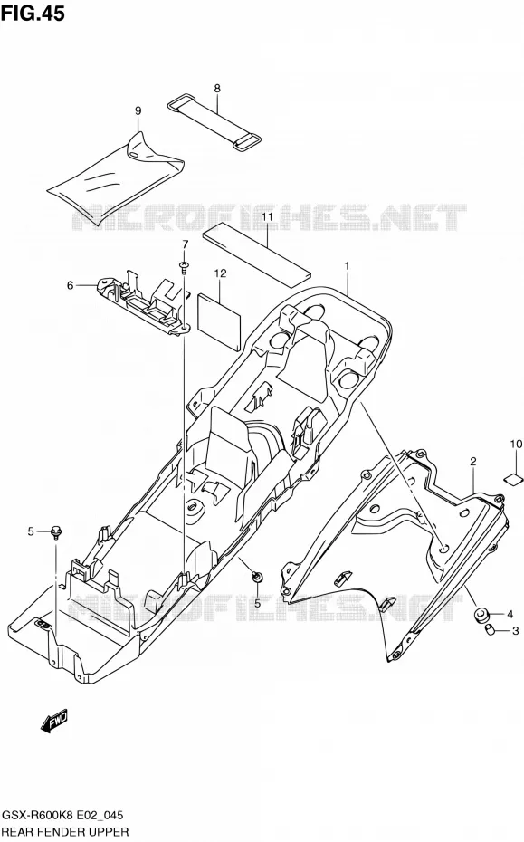 GARDE BOUE ARRIERE SUPERIEUR Suzuki MOTO 600 GSX-R 2008  GSX-R600 K8 (E02,E19,E24)