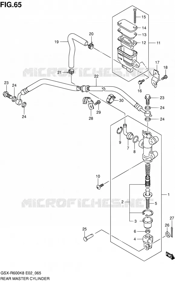 MAITRE CYLINDRE ARRIERE Suzuki MOTO 600 GSX-R 2008  GSX-R600 K8 (E02,E19,E24)