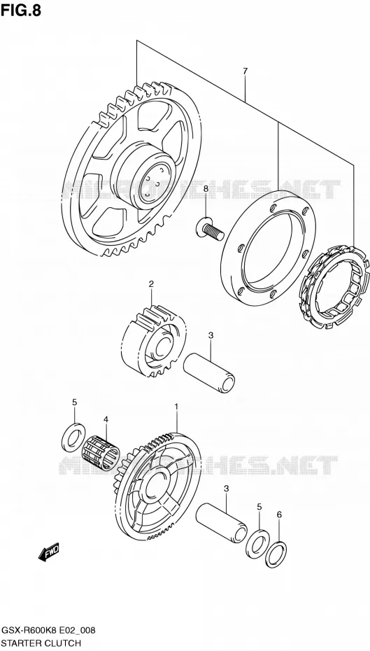 ROUE LIBRE DE DEMARREUR Suzuki MOTO 600 GSX-R 2008  GSX-R600 K8 (E02,E19,E24)