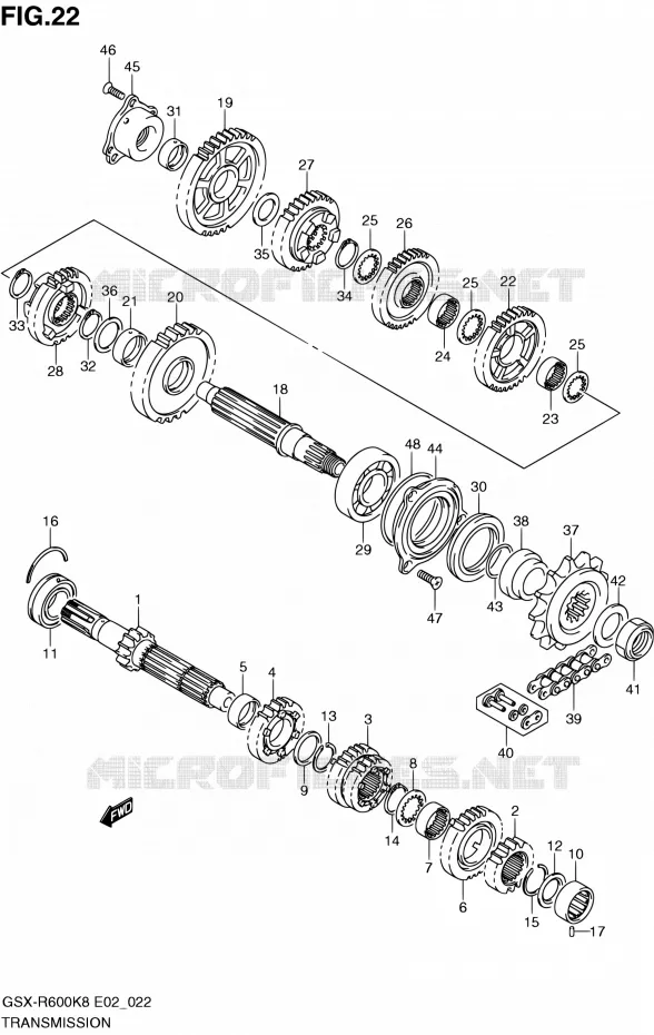 TRANSMISSION Suzuki MOTO 600 GSX-R 2008  GSX-R600 K8 (E02,E19,E24)
