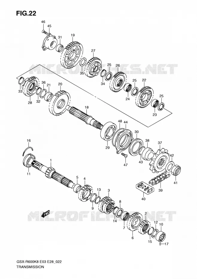 TRANSMISSION Suzuki MOTO 600 GSX-R 2008  GSX-R600 K8 (E03,E28,E33)