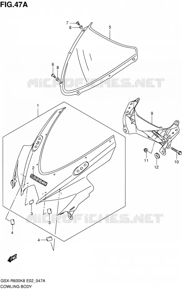 CARENAGES - ETIQUETTES (MODEL K9) Suzuki MOTO 600 GSX-R 2009  GSX-R600 K9 (E02,E19,E24)