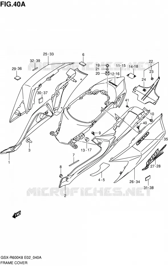 CARENAGES ARRIERE (MODEL K9) Suzuki MOTO 600 GSX-R 2009  GSX-R600 K9 (E02,E19,E24)
