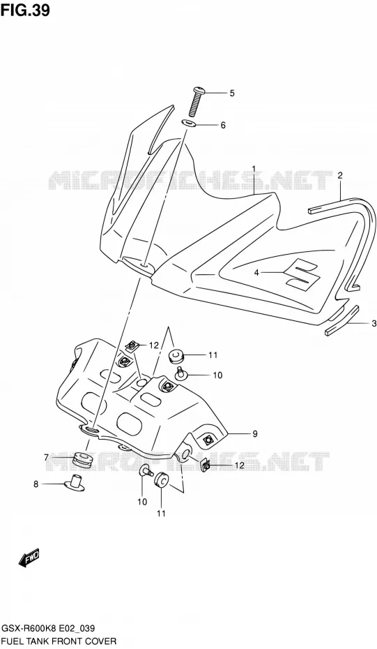 COUVRE RESERVOIR Suzuki MOTO 600 GSX-R 2009  GSX-R600 K9 (E02,E19,E24)