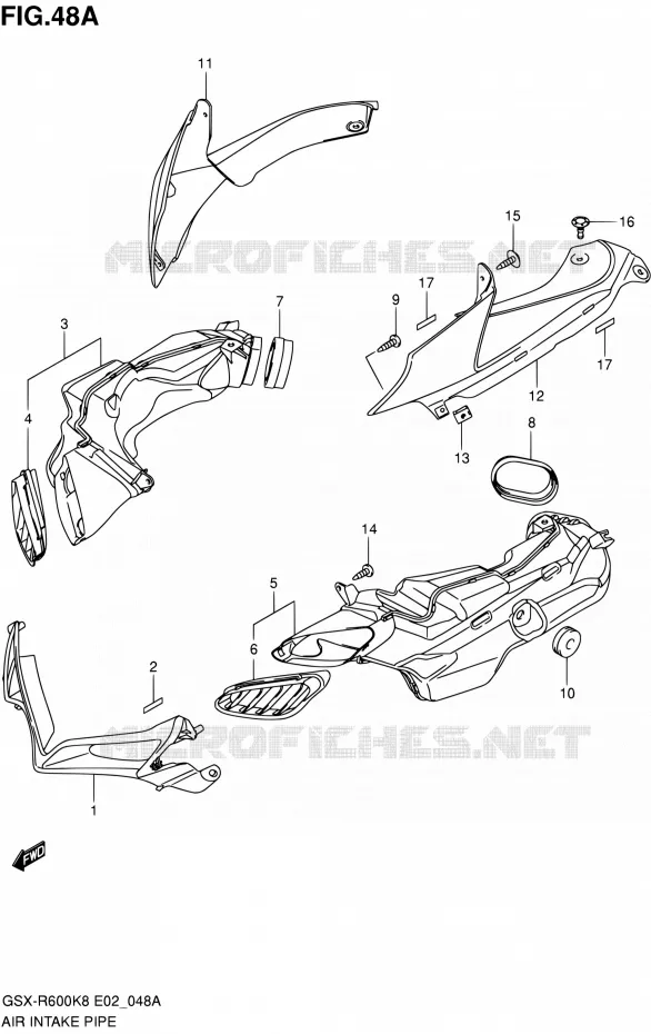 PRISE D AIR (MODEL K9) Suzuki MOTO 600 GSX-R 2009  GSX-R600 K9 (E02,E19,E24)