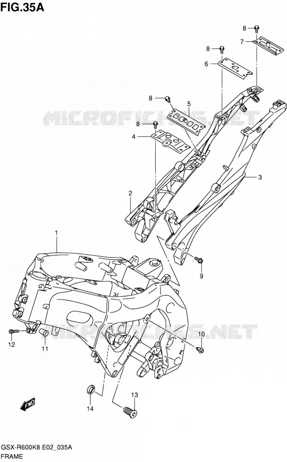 CADRE (MODEL L0) Suzuki MOTO 600 GSX-R 2010  GSX-R600 L0 (E02,E19,E24)