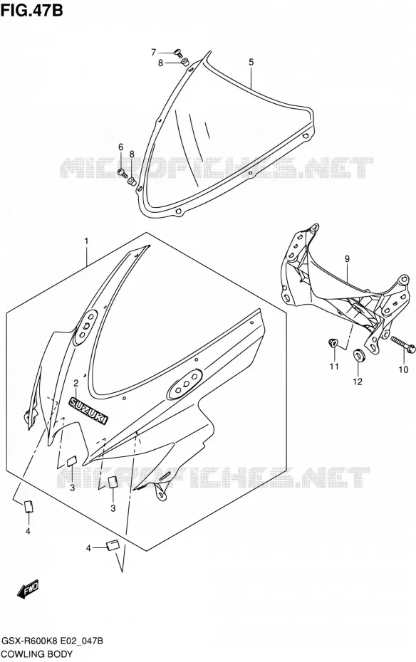 CARENAGES - ETIQUETTES (MODEL L0) Suzuki MOTO 600 GSX-R 2010  GSX-R600 L0 (E02,E19,E24)