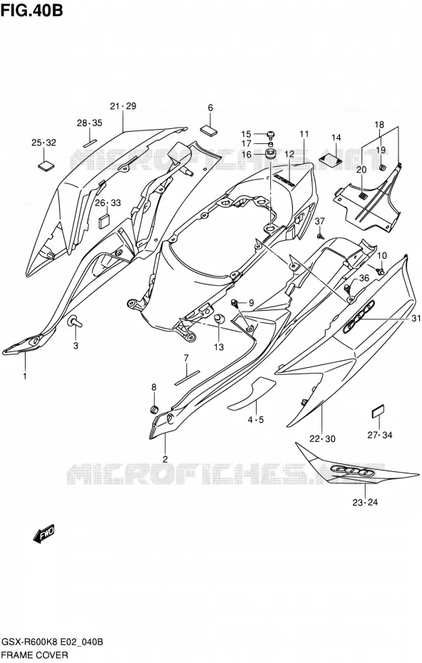CARENAGES ARRIERE (MODEL L0) Suzuki MOTO 600 GSX-R 2010  GSX-R600 L0 (E02,E19,E24)