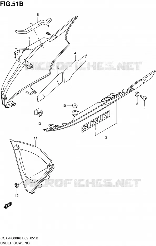 CARENAGES INFERIEUR (FLANCS) (MODEL L0) Suzuki MOTO 600 GSX-R 2010  GSX-R600 L0 (E02,E19,E24)