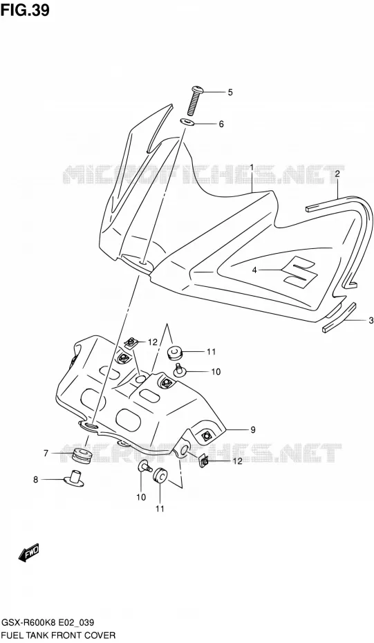 COUVRE RESERVOIR Suzuki MOTO 600 GSX-R 2010  GSX-R600 L0 (E02,E19,E24)