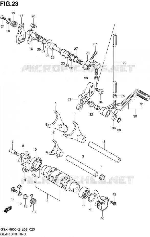 ENSEMBLE SELECTEUR DE VITESSES Suzuki MOTO 600 GSX-R 2010  GSX-R600 L0 (E02,E19,E24)