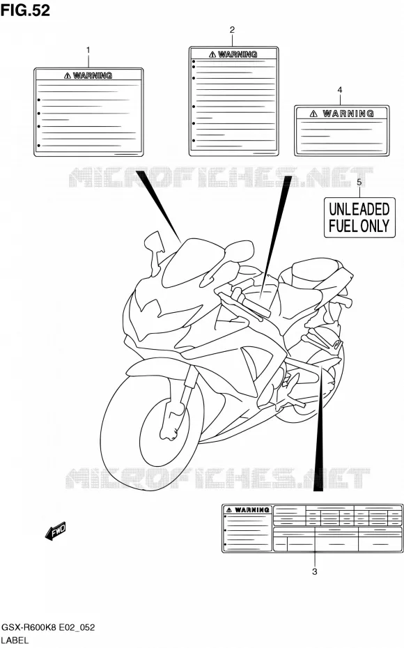 ETIQUETTE Suzuki MOTO 600 GSX-R 2010  GSX-R600 L0 (E02,E19,E24)