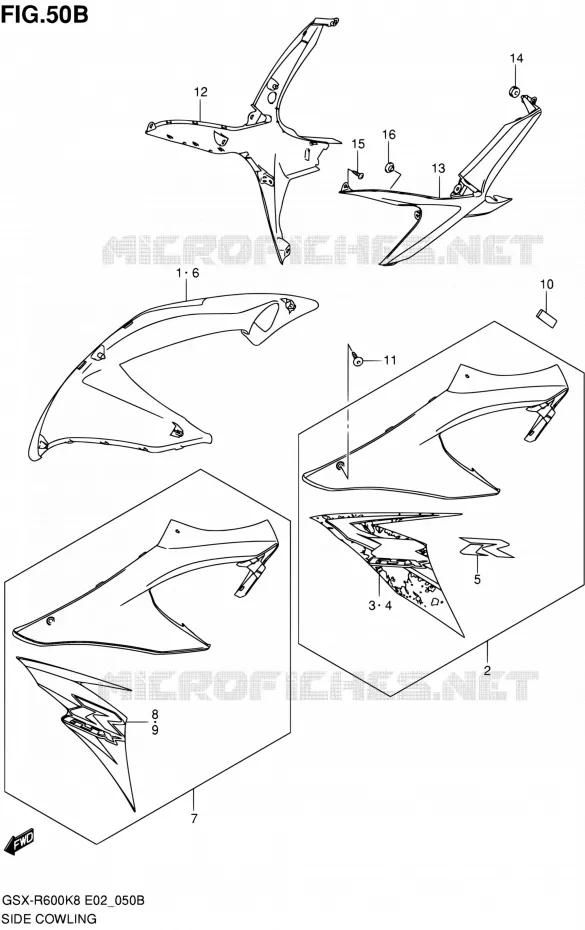 FLANCS DE CARENAGES (MODEL L0) Suzuki MOTO 600 GSX-R 2010  GSX-R600 L0 (E02,E19,E24)