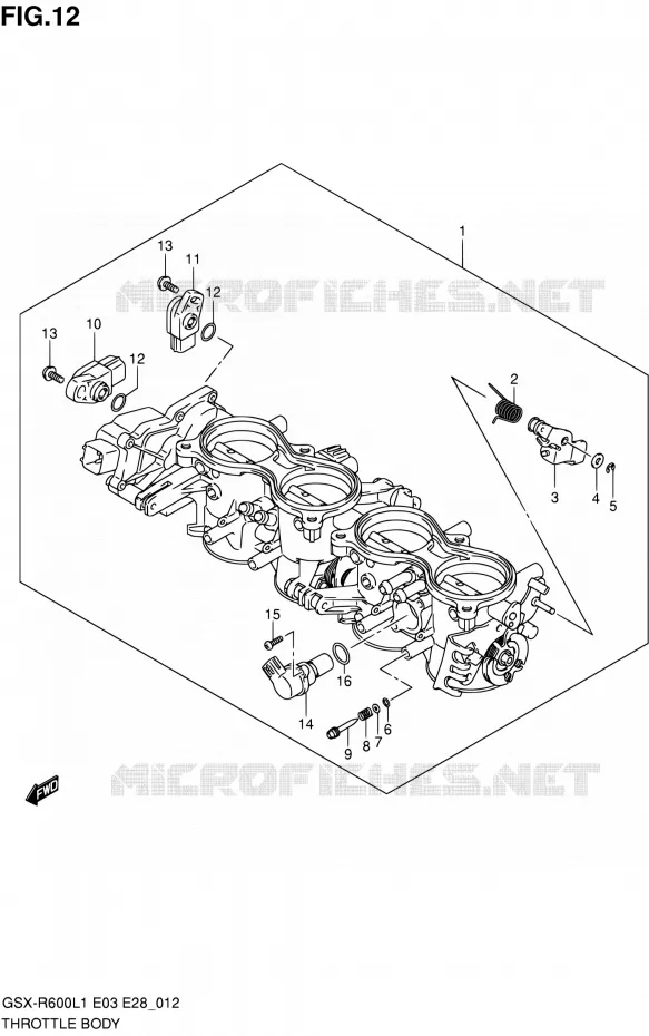 CORPS DE PAPILLON (GSX-R600L1 E28) Suzuki MOTO 600 GSX-R 2011  GSX-R600 L1 (E03,E28,E33)