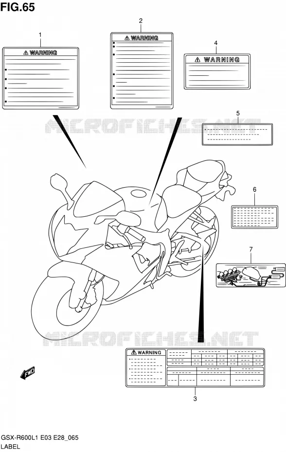 ETIQUETTE (GSX-R600L1 E33) Suzuki MOTO 600 GSX-R 2011  GSX-R600 L1 (E03,E28,E33)