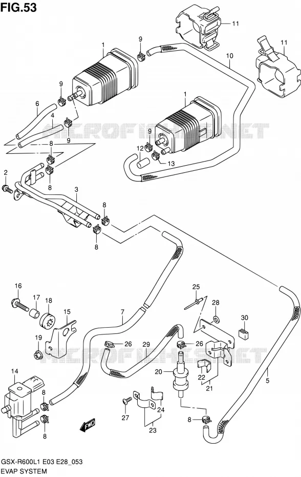 SYSTÈME DE RECYCLAGE VAPEURS CARBURANT (GSX-R600L1 E33) Suzuki MOTO 600 GSX-R 2011  GSX-R600 L1 (E03,E28,E33)