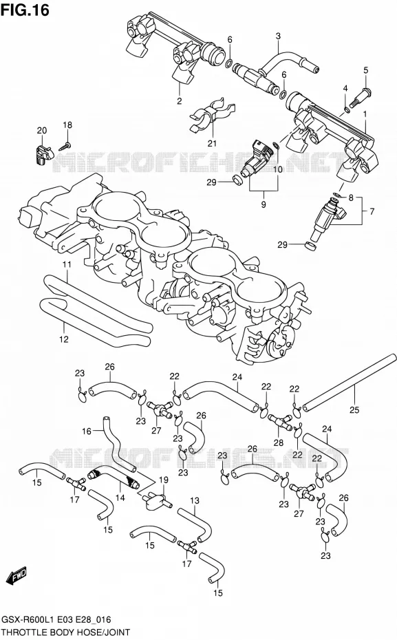 SYSTÈME D'INJECTION (GSX-R600L1 E33) Suzuki MOTO 600 GSX-R 2011  GSX-R600 L1 (E03,E28,E33)