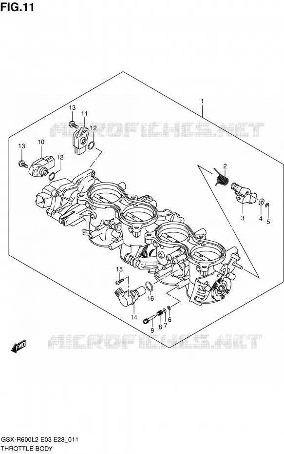 CORPS DE PAPILLON (GSX-R600L2 E03) Suzuki MOTO 600 GSX-R 2012  GSX-R600L2(E03,E28,E33)