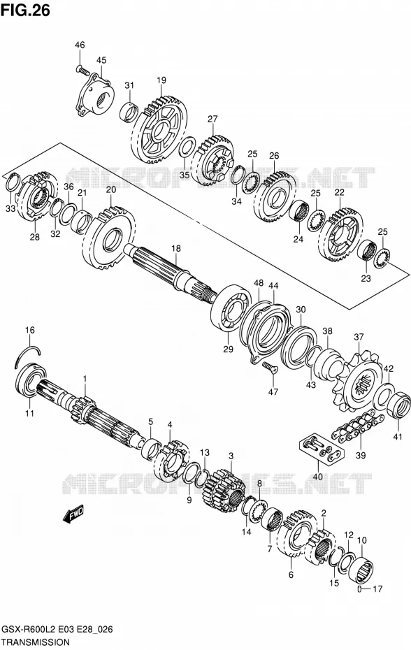 TRANSMISSION Suzuki MOTO 600 GSX-R 2012  GSX-R600L2(E03,E28,E33)