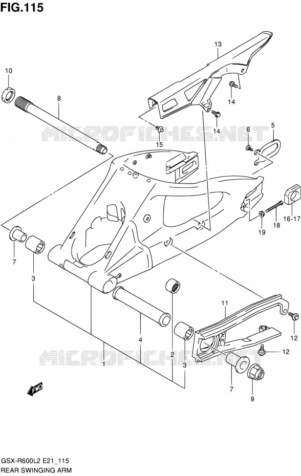BRAS OSCILLANT ARRIERE (GSX-R600L2 E24) Suzuki MOTO 600 GSX-R 2012  GSX-R600L2(E21)