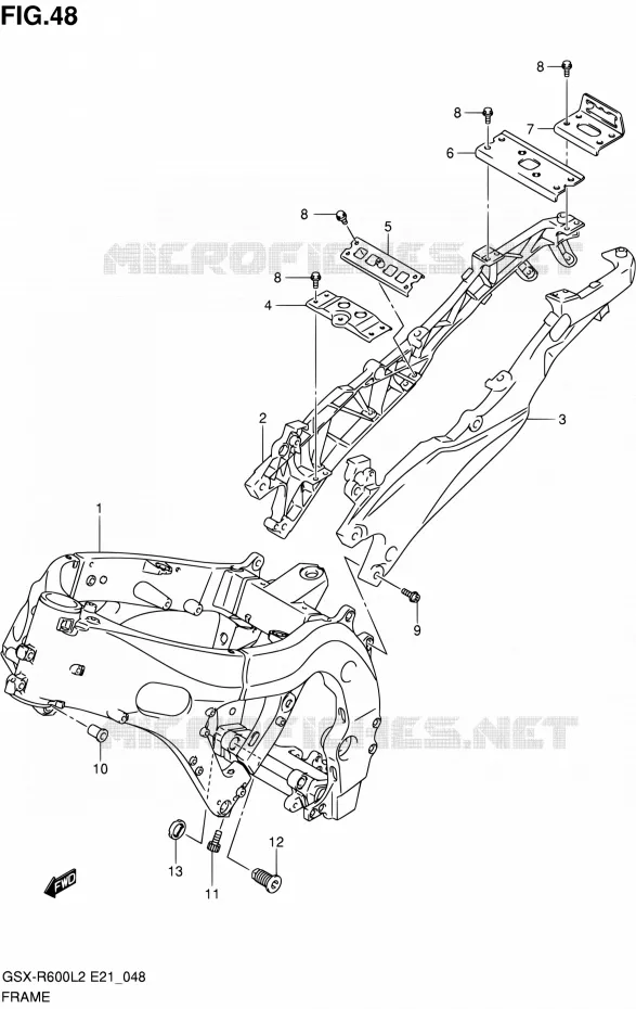 CADRE (GSX-R600L2 E24) Suzuki MOTO 600 GSX-R 2012  GSX-R600L2(E21)