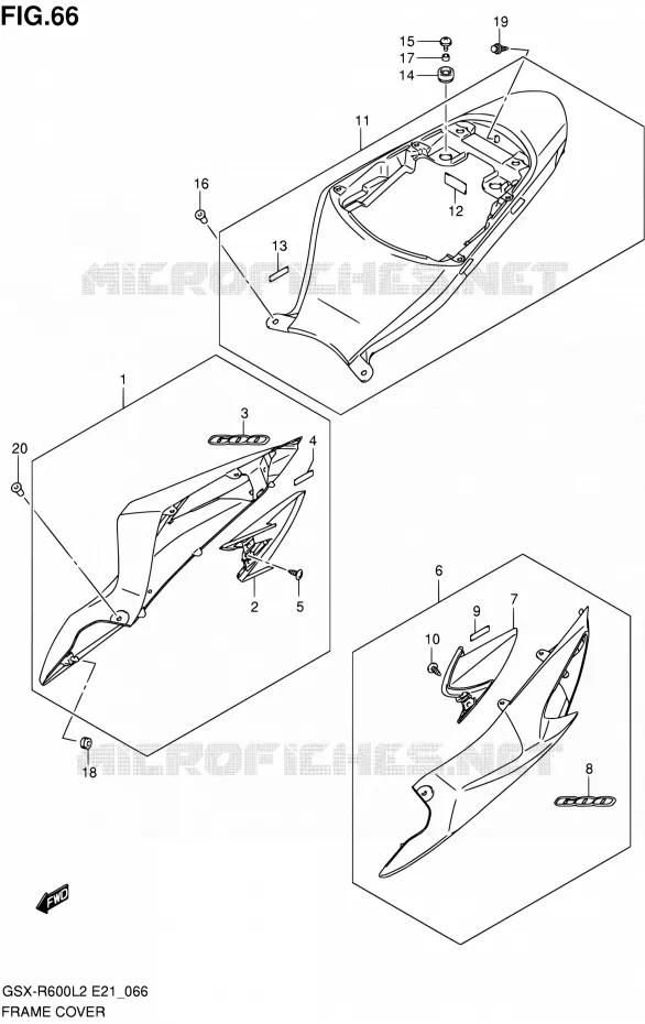 CARENAGES ARRIERE (GSX-R600UEL2 E21:(JDT,YVB)) Suzuki MOTO 600 GSX-R 2012  GSX-R600L2(E21)